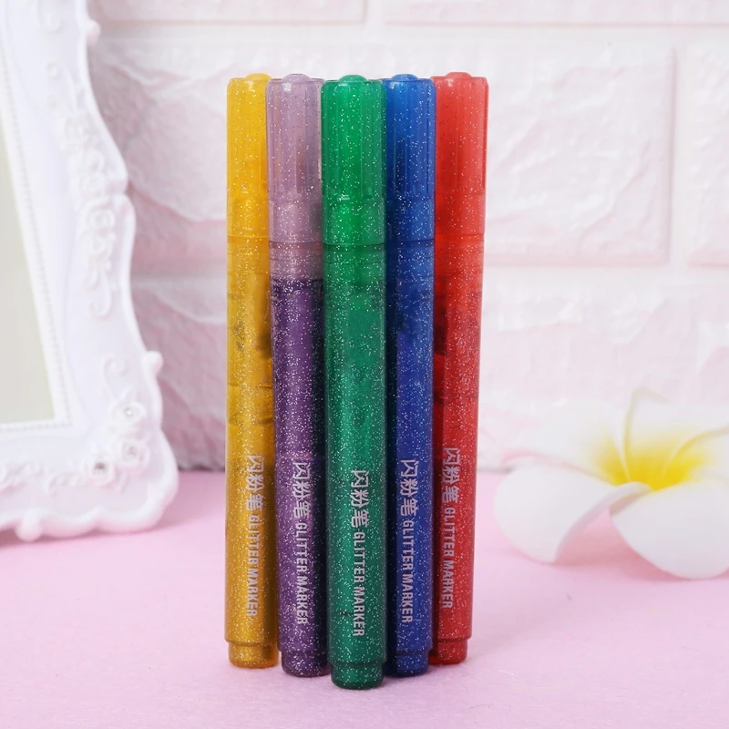 5Pcs Magic Glitter Marker Pen Bright Sparkling Color Drawing Painting Stationery | Канцтовары для офиса и дома