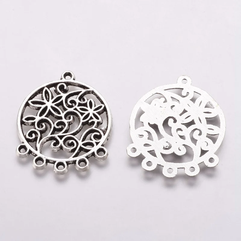 33x27x1mm 20 шт Античная Серебряная шляпа/цветок/луна-образный Тибетский Стиль Люстра компоненты звенья соединители для DIY серьги ожерелье изготовление - Цвет: 33x27x1mm
