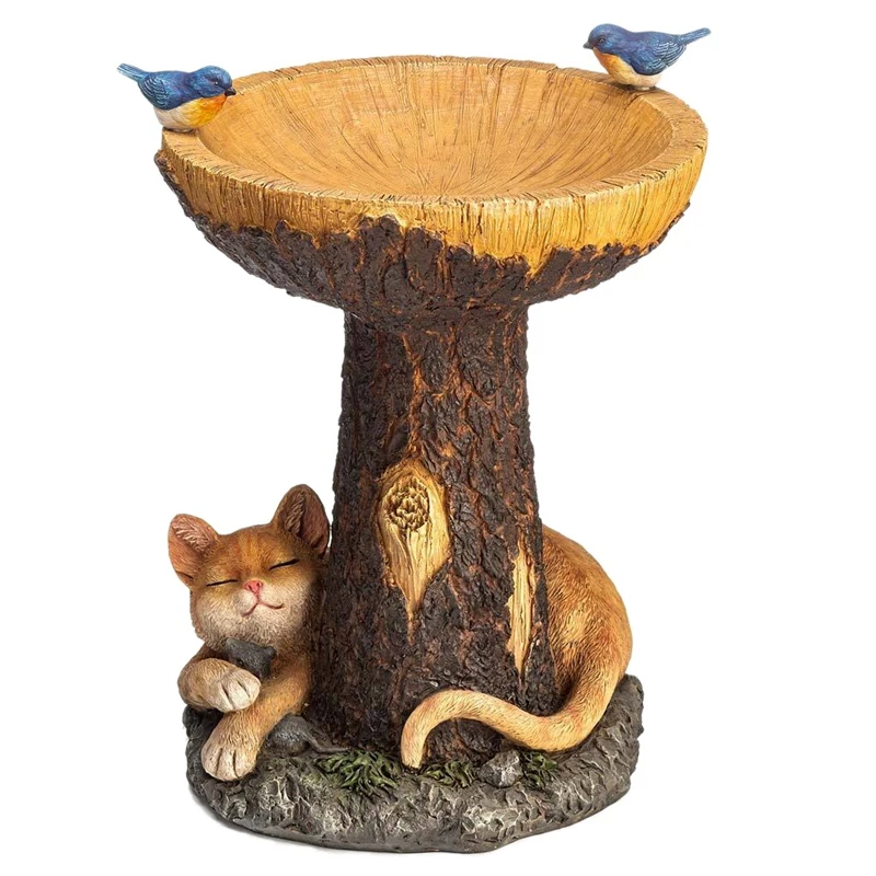 

Cat Bird Bath and Bird Feeder Garden Decoration Outdoor Yard Lawn Decor Art Ornaments