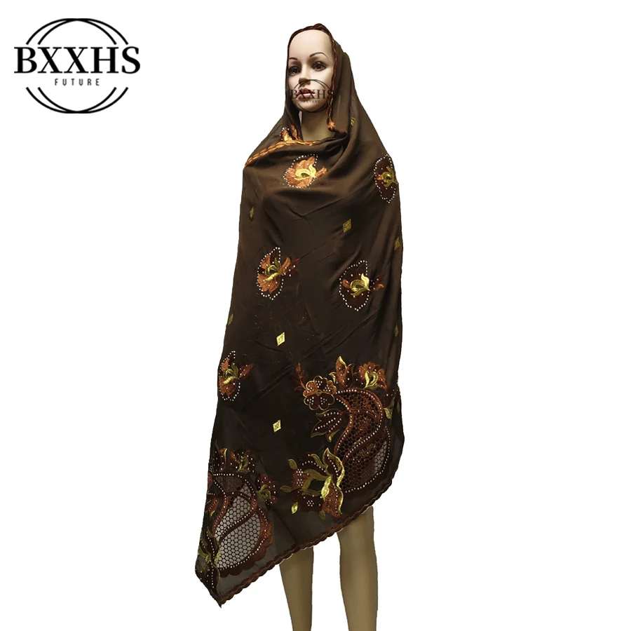 

African Women Special Scarfs Muslim Women Embroidery 100% Cotton Scarf Party Wedding Scarf