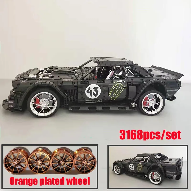 Новинка 1965 Ford Mustang Hoonicorn Racing приспособление для автомобиля Technic MOC-22970 Совместимость 20102 строительные блоки кирпичи детские игрушки подарок - Цвет: without motor part