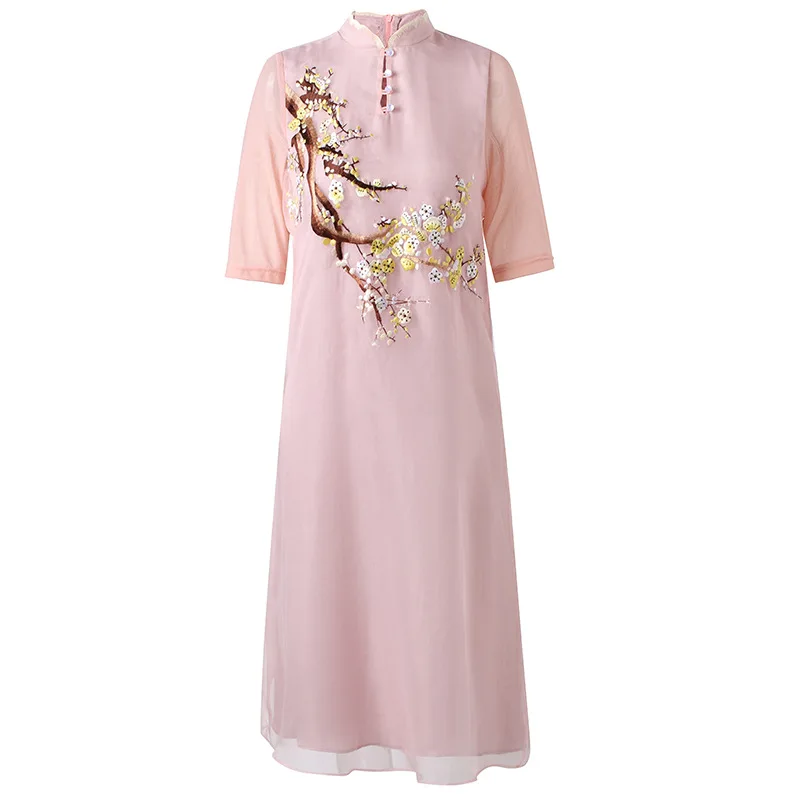

Roy embroidered dress women's 2021 summer new white heavy industry embroidery temperament standing collar medium sleeve medium