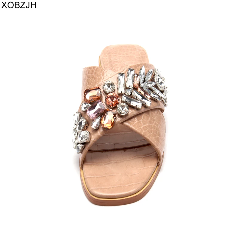 Дубай Дизайнерская обувь на плоской подошве кожаные шлепанцы роскошная женская