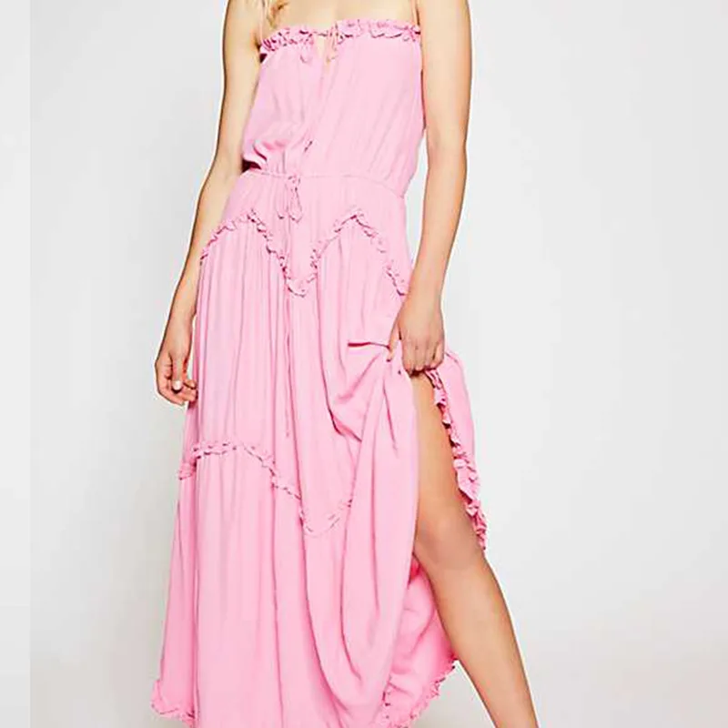 Элегантное шифоновое богемное платье на бретельках с ремешками соблазнительный