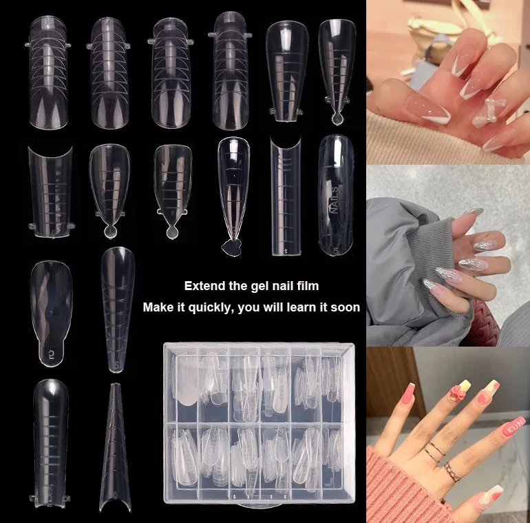 

Новинка 120 шт. Форма для ногтей без бумаги Хрустальный лист для ногтей со шкалой коробка для ногтей