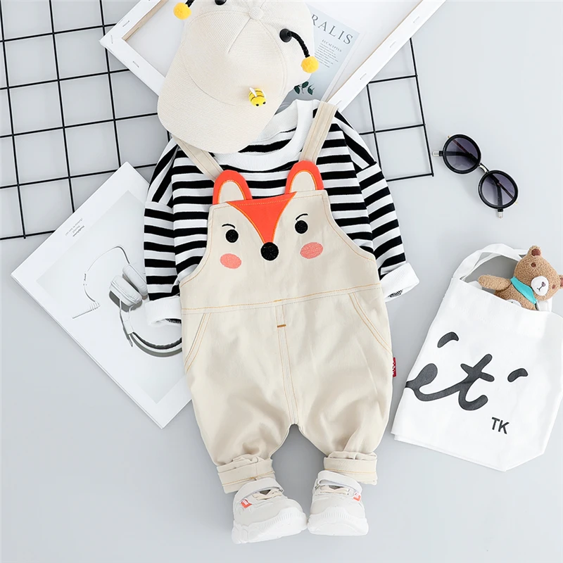 HYLKIDHUOSE Autumn Toddler Infant Clothing Sets Baby Boys Girls Cartoon Stripe T Shirt Pants Children Sportswear Clothes Outfit | Детская