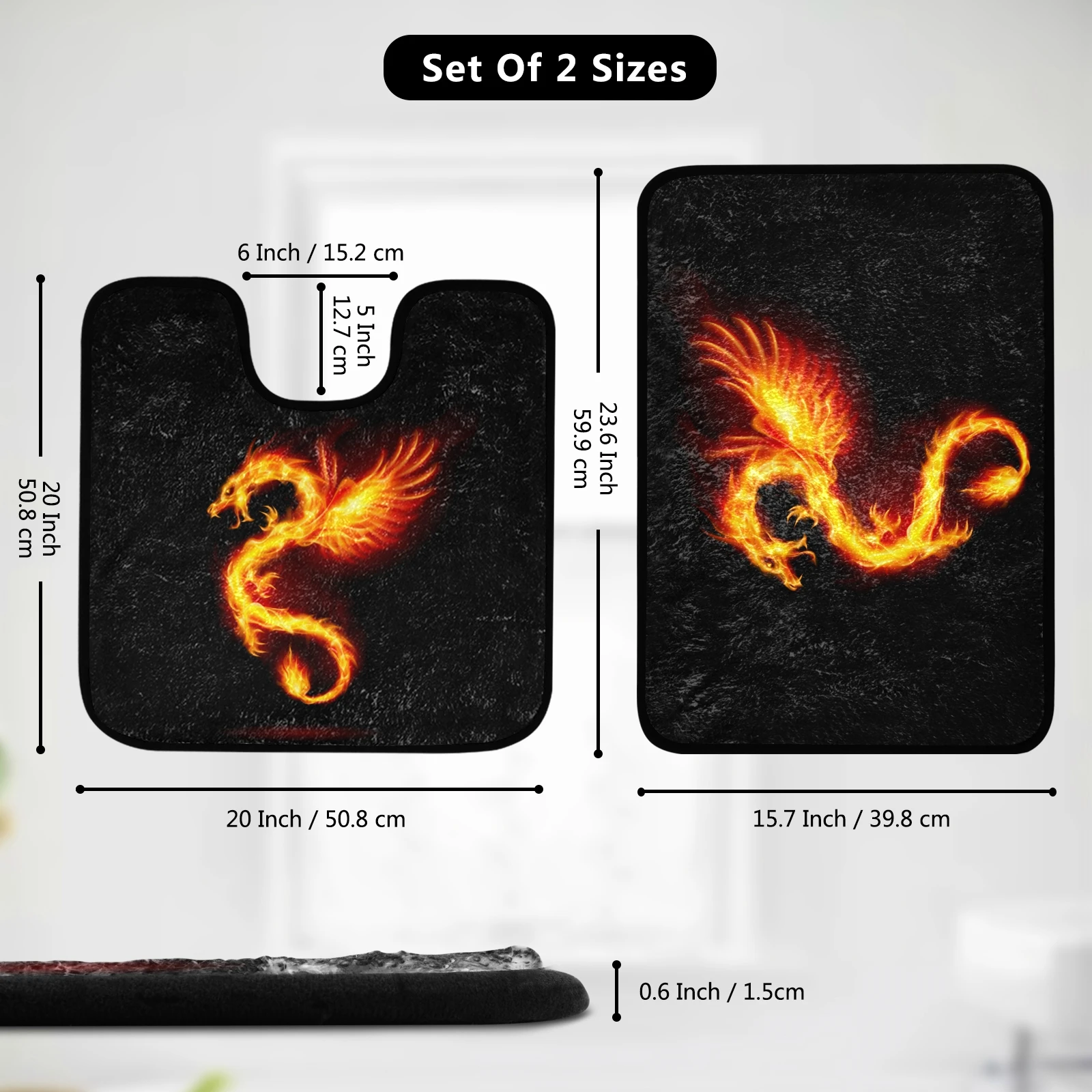 2 шт./комплект коврик для ванной с принтом дракона | Дом и сад