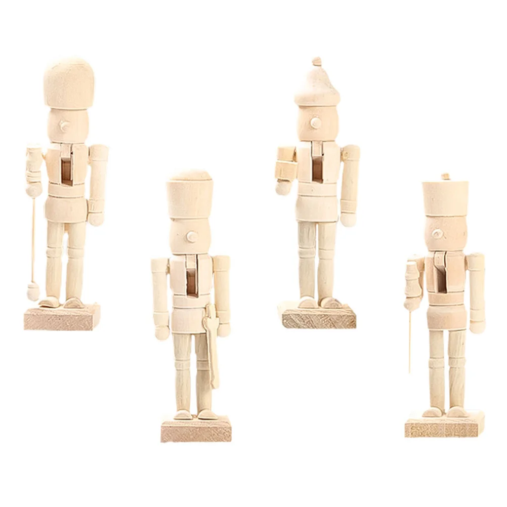 

4pcs Wooden Soldiers Model Nutcrackers Desktop Decoration Nice Puppet Mixed Style
