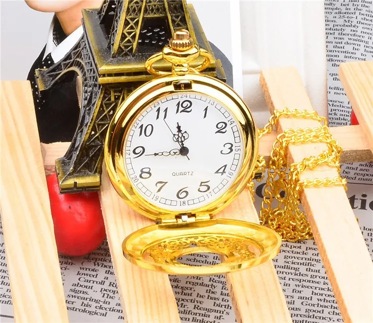 Классический винтажный новый серебристый ожерелье часы карманные батарея полый