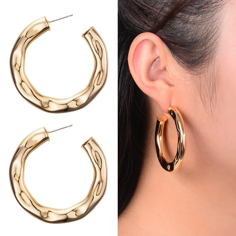 metal hoop gold Винтаж корейской моды Chic серебро большой обруч серьги Kpop цирконий жемчуг длинные кисточки серьги для женщин заявление свадьба - Окраска металла: metal hoop gold