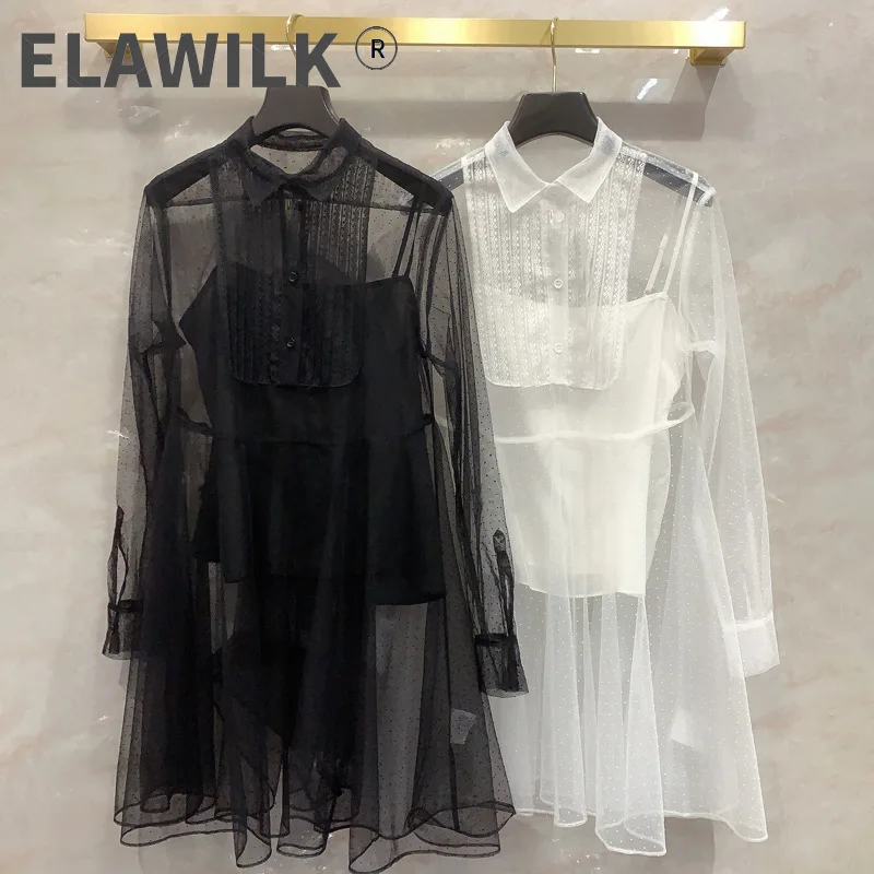 

Женское кружевное платье, дизайнерское Прозрачное платье в горошек с подкладкой из 2021 шелка, Весна 100%