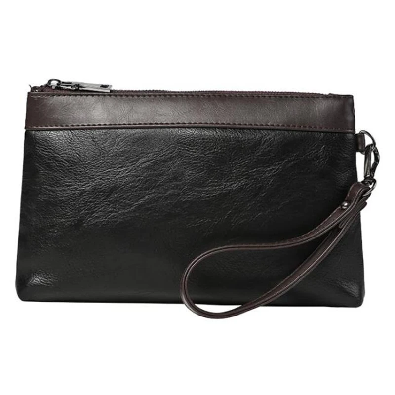 

Eenvoudige Patchwork Heren Lederen Clutch Handtas Met Polsbandje Envelop Ontwerp Reizen Man Clutch Bag Sacoche Homme Luxe Nieuw