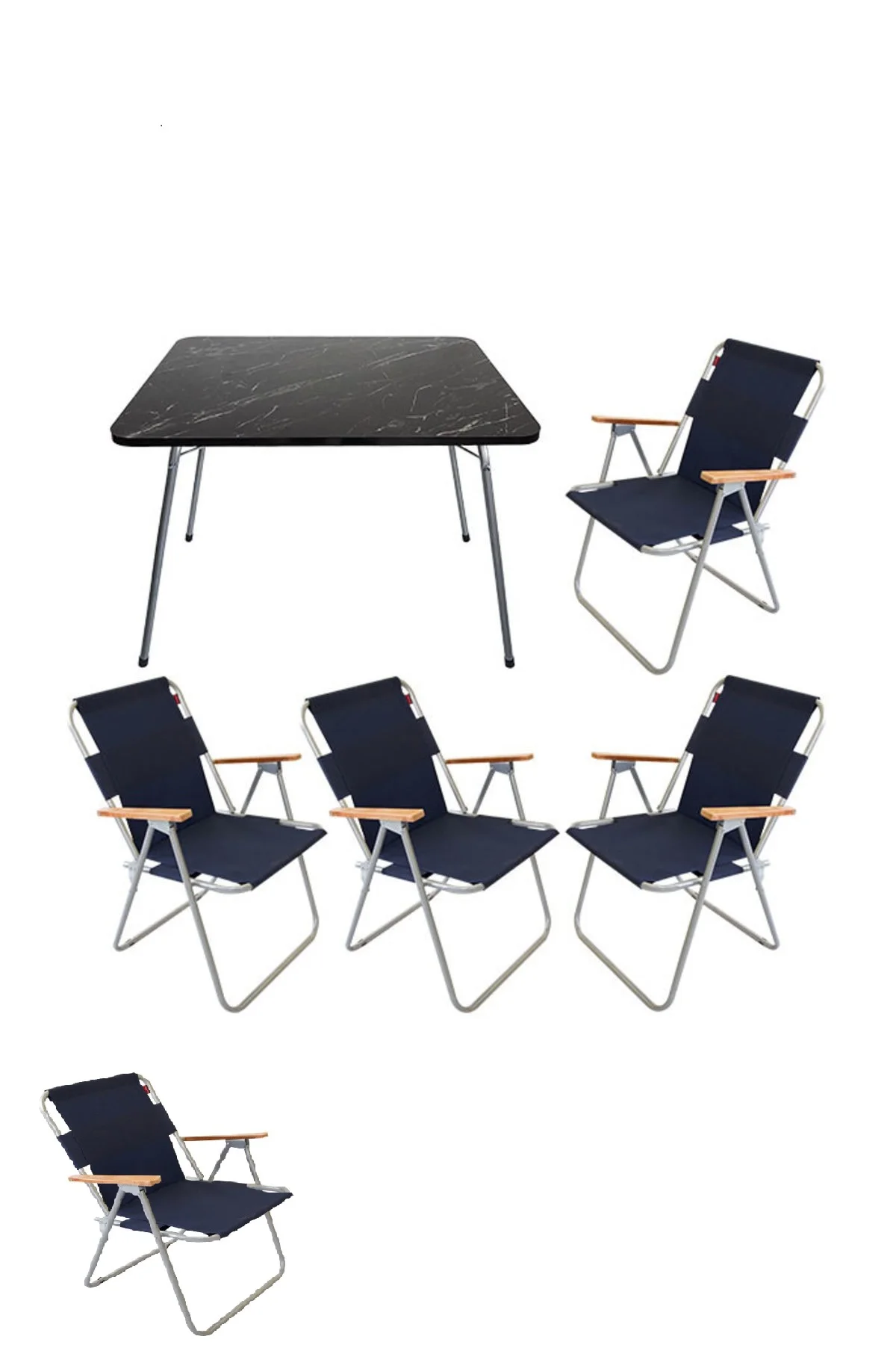 

60x80 Granite Veneer Table + adjust the Pcs Folding Chair Camping Set Garden Gazebo Kit Dark Blue