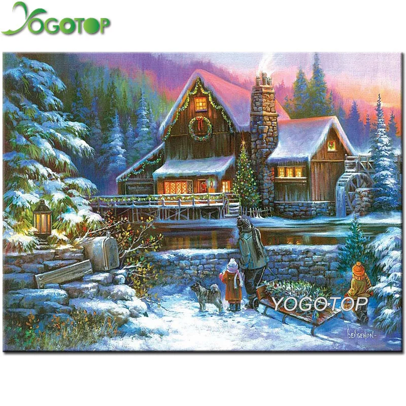 Алмазная живопись сделай сам зимний ландшафт 5D Бриллиантовая вышивка крестиком