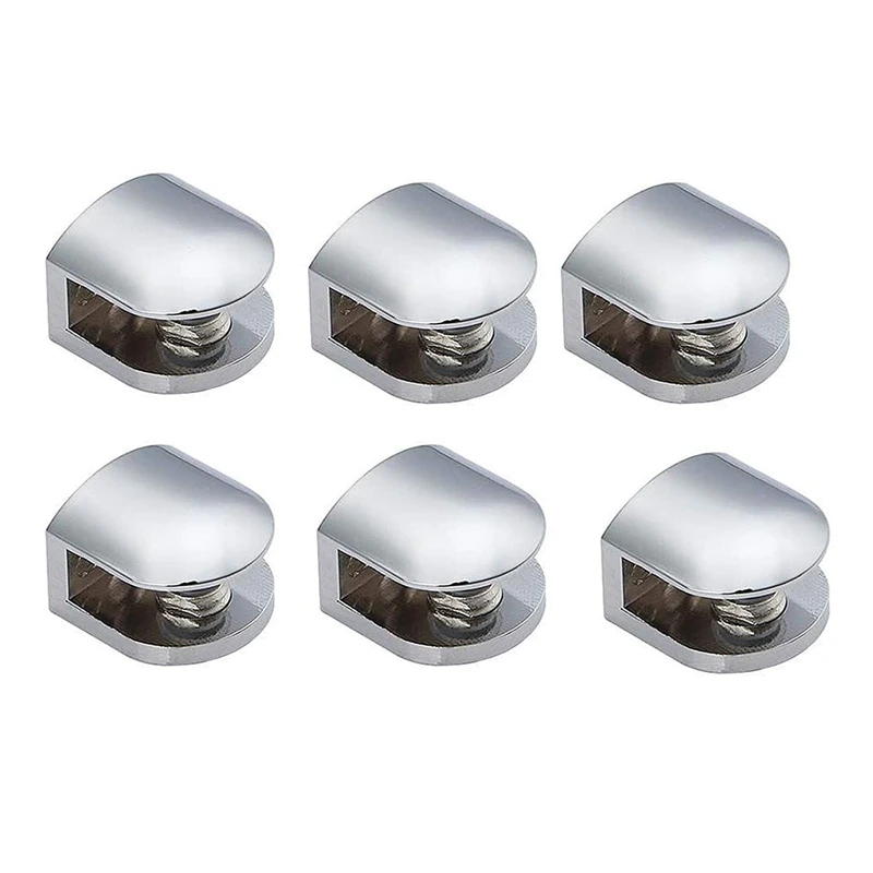

6 PCS Adjustable Glass Clamps 6 mm Glass Bracket Zinc Alloy Glass Shelves Holder Glass Clip for Bathroom Kitchen
