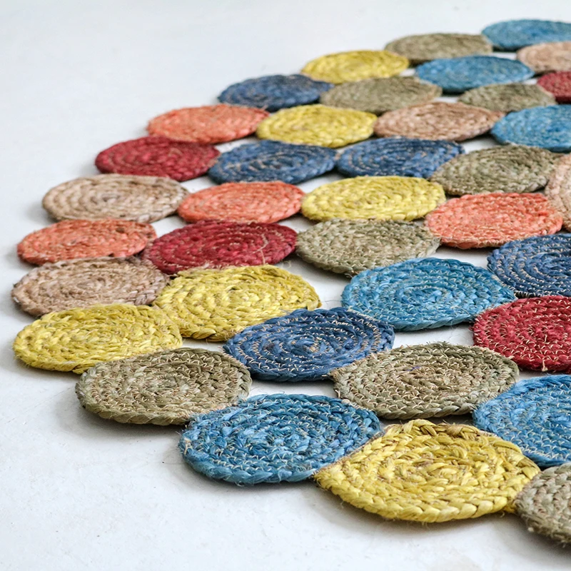 Напольный коврик ручной работы из натурального джута декоративный джутовый