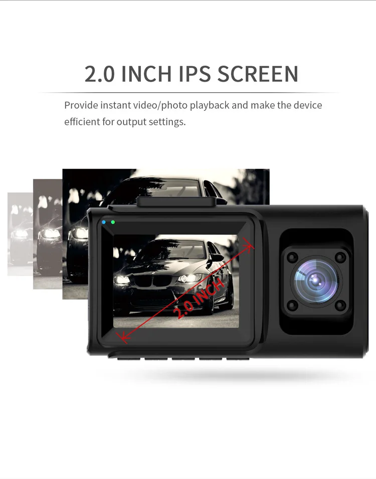 Автомобильный видеорегистратор с двумя объективами для переднего и