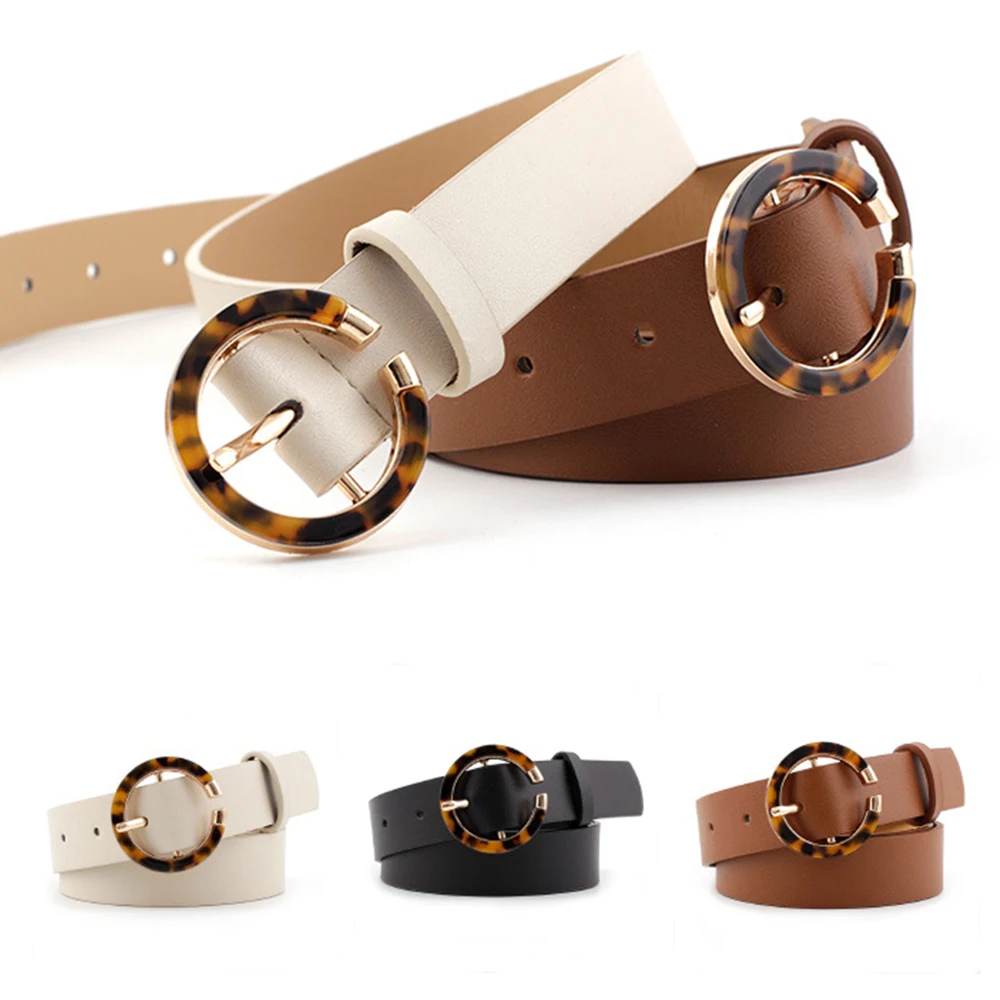 1 шт. женский ремень из ПУ кожи с круглой пряжкой | Аксессуары для одежды