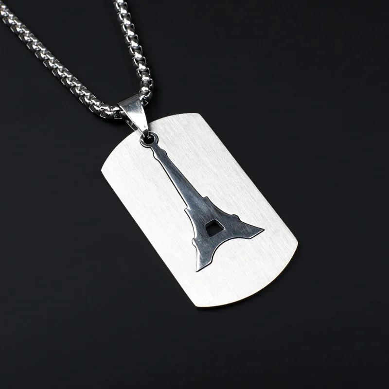 

Hip Hop Fashion Men's Titanium Steel Necklace Eiffel Tower Pendant Stainless Steel Chain Accessories Cool Boy Girl Party Jewelry