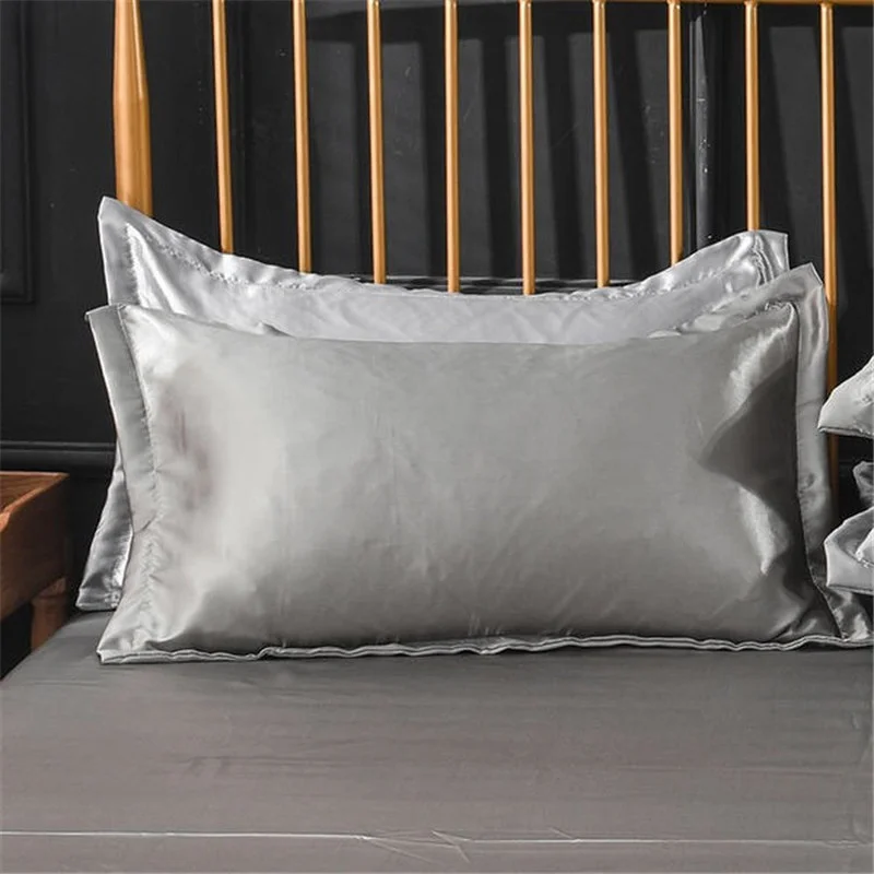 2 pieces of silk satin pillowcase, pure imitation, comfortable pillowcase, for bed, double