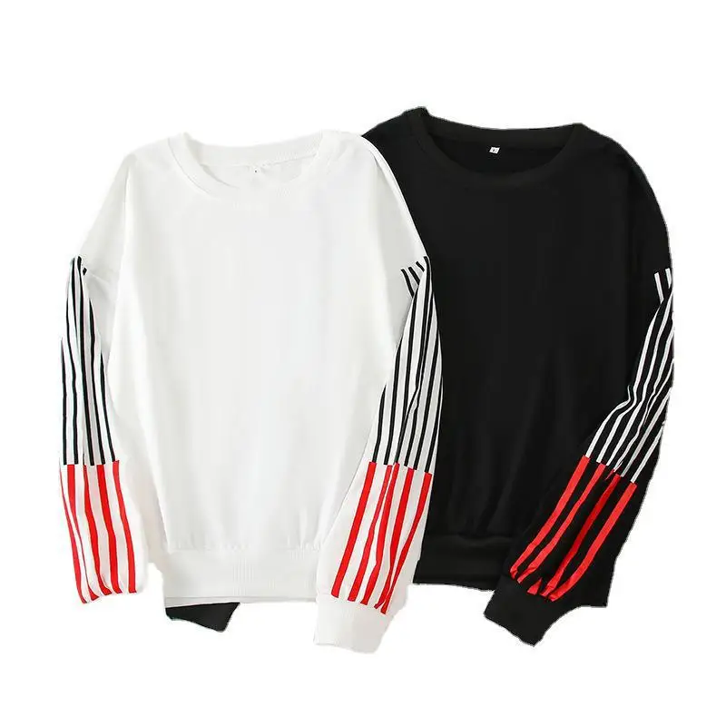 

Large size women's 2020 new Korean cec thin sweater women's spring and autumn stripes bf foreign T shirt tide ins