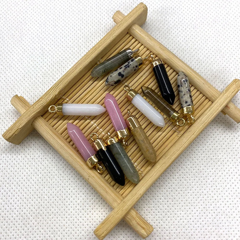 

1 Piece/pack Natural Stone Pendant Cylindrical Crystal Opal Agate DIY Ladies Necklace Jewelry Amulet Making Accessories 5x25mm
