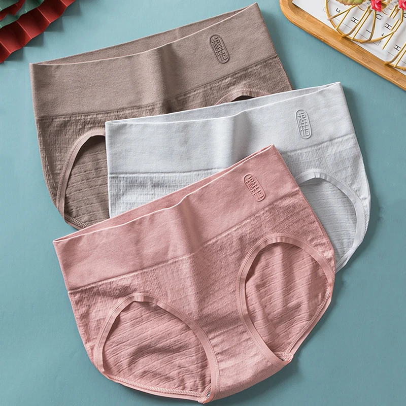 Трусы женские хлопковые с высокой талией бесшовные F размера плюс | Женская