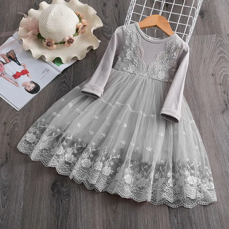 Dress 3 Gray Рождественское платье с длинными рукавами; коллекция года; сезон осень-зима; детская одежда с рисунком оленя; одежда принцессы для новогодней вечеринки - Цвет: Dress 3 Gray