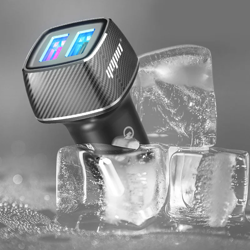 New Carbon Fiber + PC ABS Practical Car Fast Charger For Quick Charging Devices 12-24V Dual USB Ports QC3.0 Output |