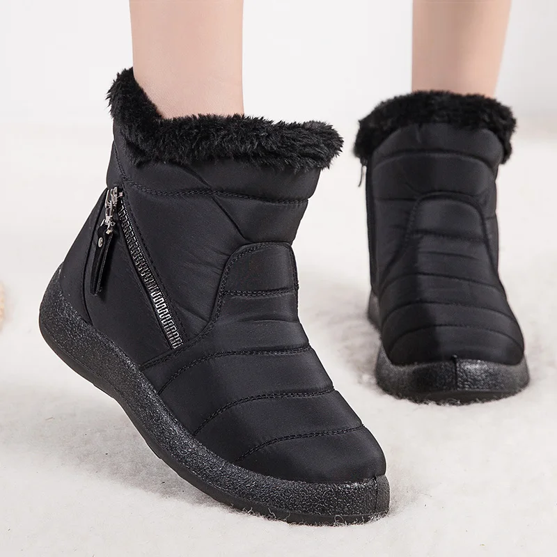 

Women Boots 2021 New Winter Boots For Women Waterproof Warm Snow Botas Mujer Fashion Zipper Ankle Boots Women Winter Shoes Black