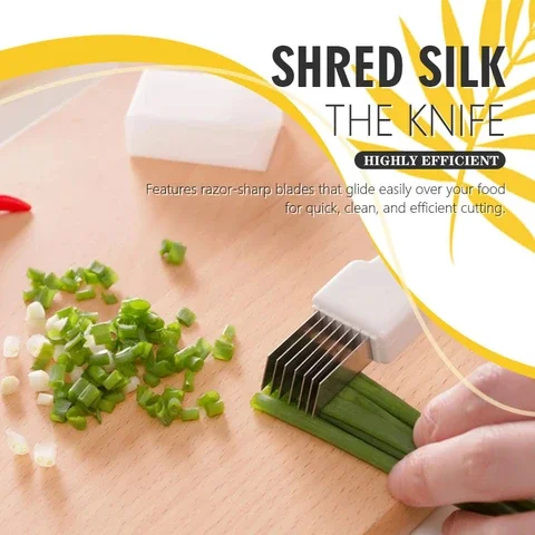 Кухонный режущий лук нарезанный зеленый нож для резки лука артефакт чеснок