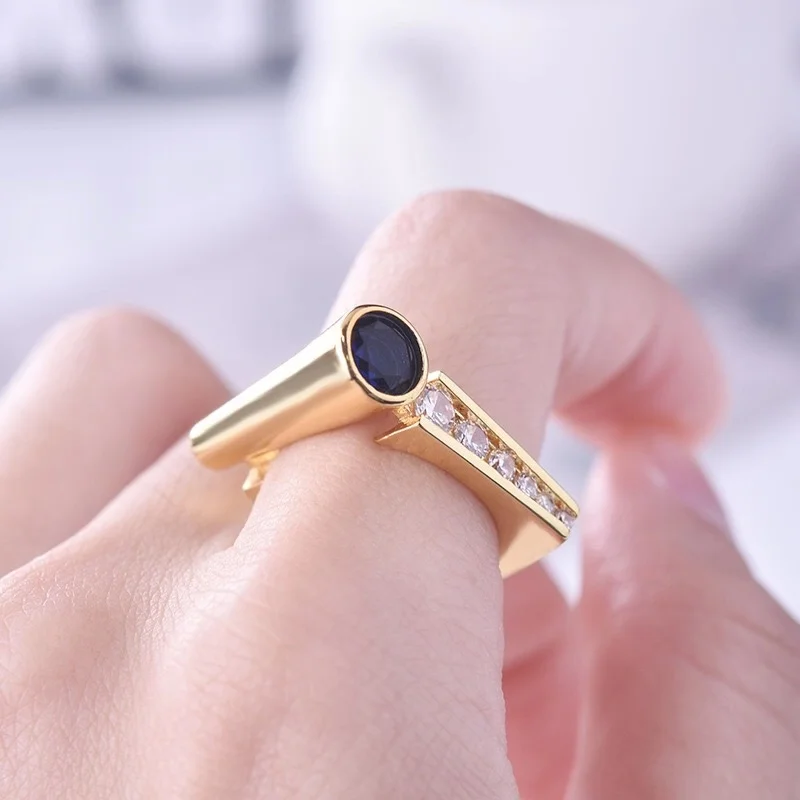 

MENGYI Stylish Punk 9 2 5 Geometric Irregular Ring For Women Cubic Zirconia Inlay Modern Hippie Rings Party Jewelry Gift