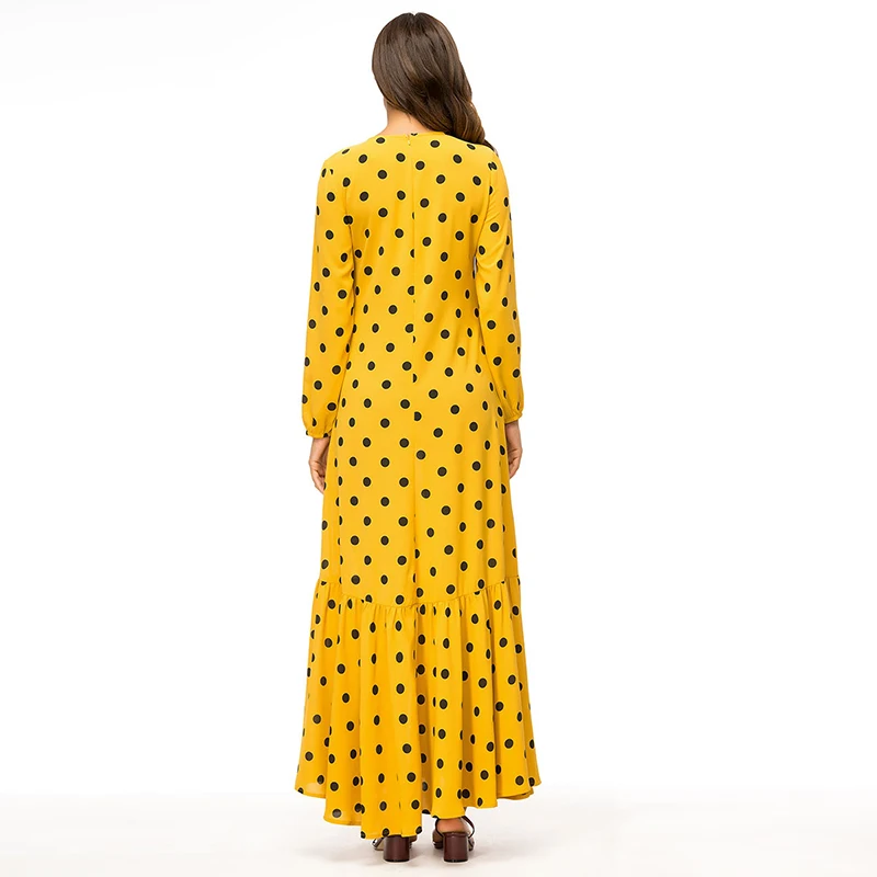 

New Muslim Dress Dubai Fashion Big Swing Wave Dress Moroccan Loose Robe Islamic Turkey Kimono Arab Pakistan Oman Elegant Skirt