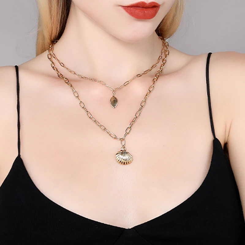 Модное женское длинное ожерелье с подвеской из нержавеющей стали ювелирные