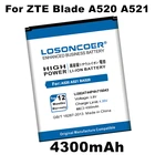 Аккумулятор LOSONCOER Li3824T44P4h716043 для ZTE Blade A520 A521 BA520, 4300 мАч