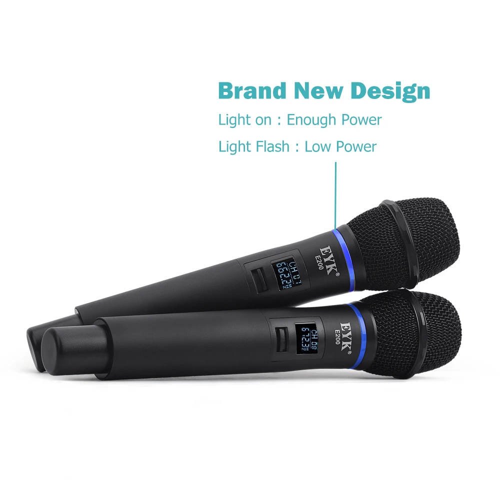 Двухканальная Беспроводная микрофонная система EYK E200 УВЧ дальнего действия