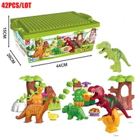 42pcslot dino valley building blocks sets large particles animal dinosaur world model toys bricks compatible big brand