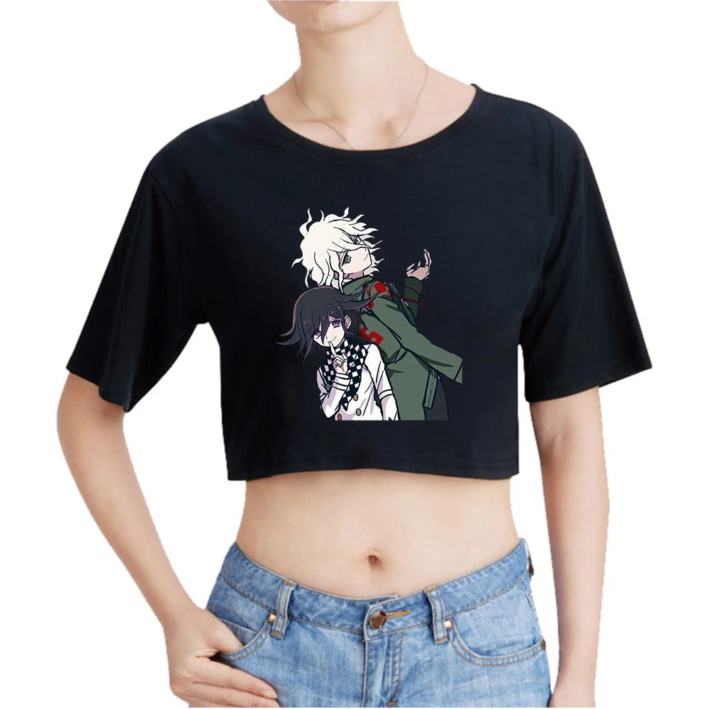 

Новинка 2021, топ для девочек Nagito Komaeda, футболка с открытым пупком, топы оверсайз с круглым вырезом, Женская забавная Летняя Повседневная футбо...