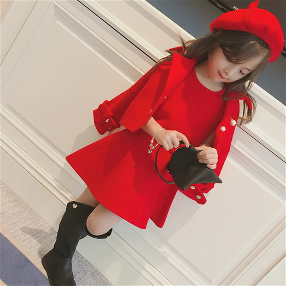 

Toddler Girl Winter Clothes Jackets+Sleeveless Princess Dresses For Girls Children's Set With Hat Baby Girls Christmas Outfits
