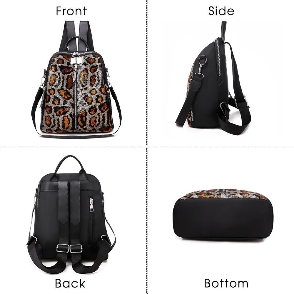 Herald Fashion большой вместительный женский рюкзак Леопардовый принт Оксфорд