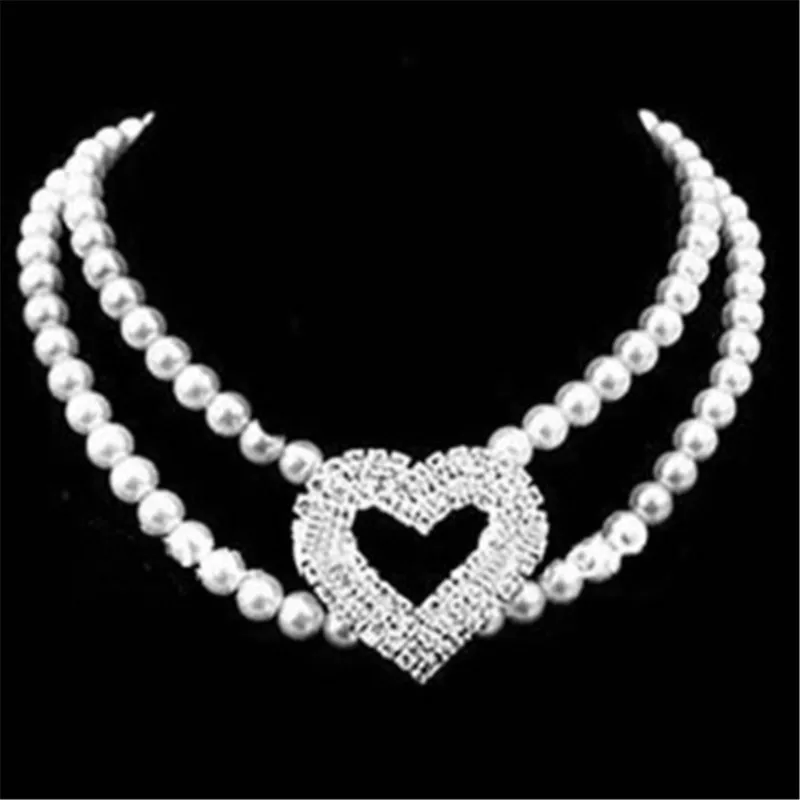 Маленькие животные Щенок ожерелье ошейник для собак жемчуг с блестящими в форме