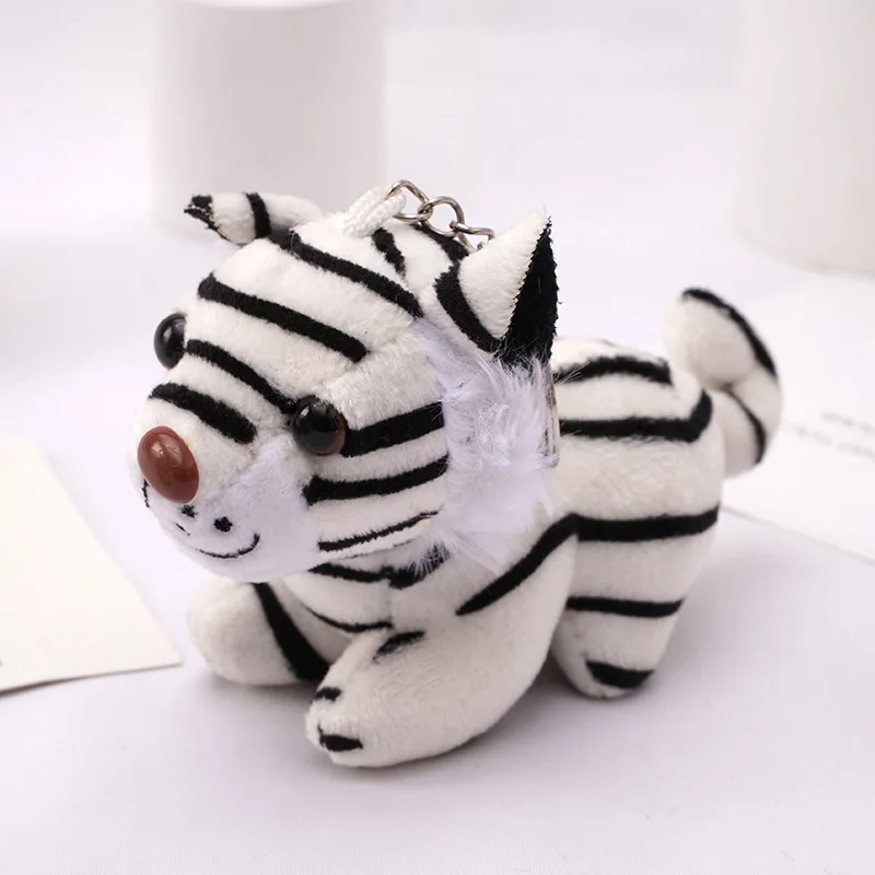 

11cm Simulation Tiger Pendant Zodiac Tiger Keychain Doll Plush Stuffed Doll Animal Toys Backpack Ornaments Child Kids Gift