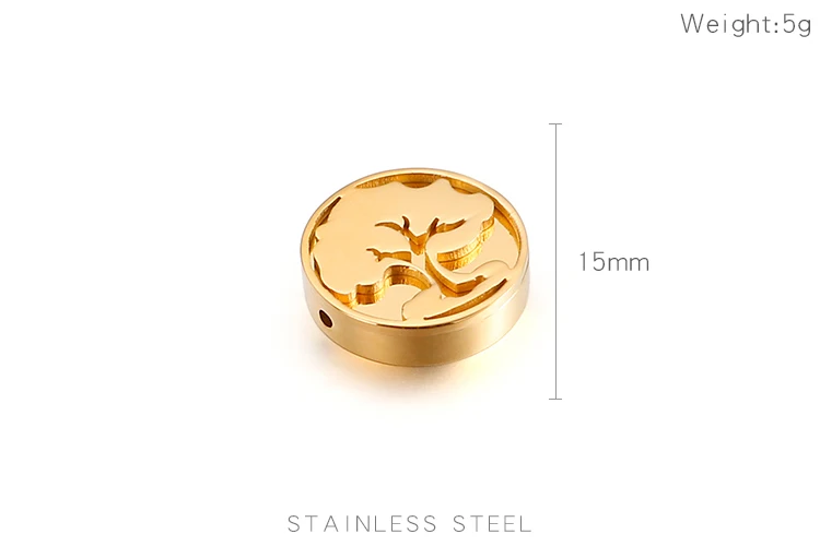 

5Pcs/Lot 15mm Stainless Steel Life Tree Charms Fit Bracelet Connector Charm Bracelet Necklace for DIY Handmade Jewelry Making
