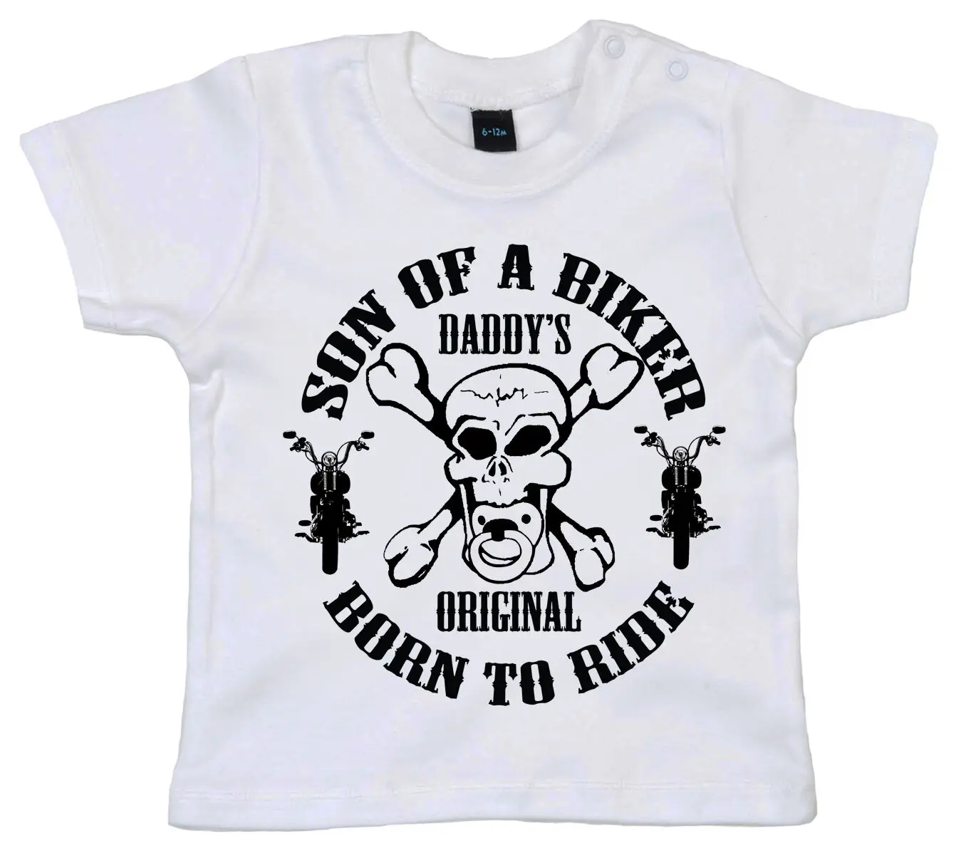 Байкерская футболка для малышей надпись Born To Ride сына байкера в классическом