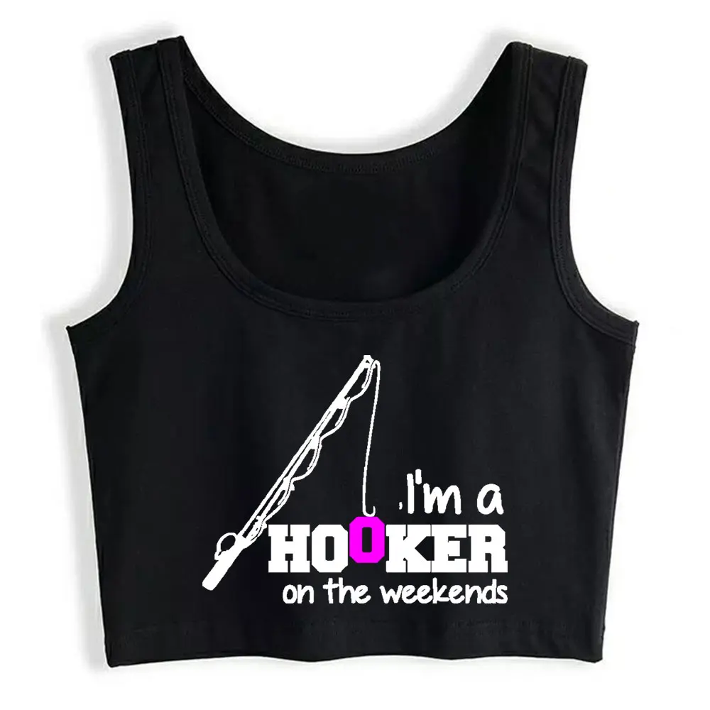 

Boho Crop Top I Am A Hooker On The Week O-Neck Harajuku Print Womens Tops blusas mujer de moda 2021 verano Gym Tank Top Women