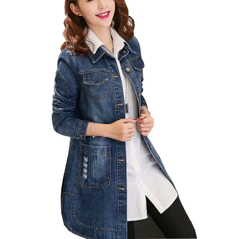 

Женская джинсовая куртка, Новая женская модная джинсовая куртка на весну и осень, Корейская версия, свободное Ковбойское пальто, джинсовое пальто