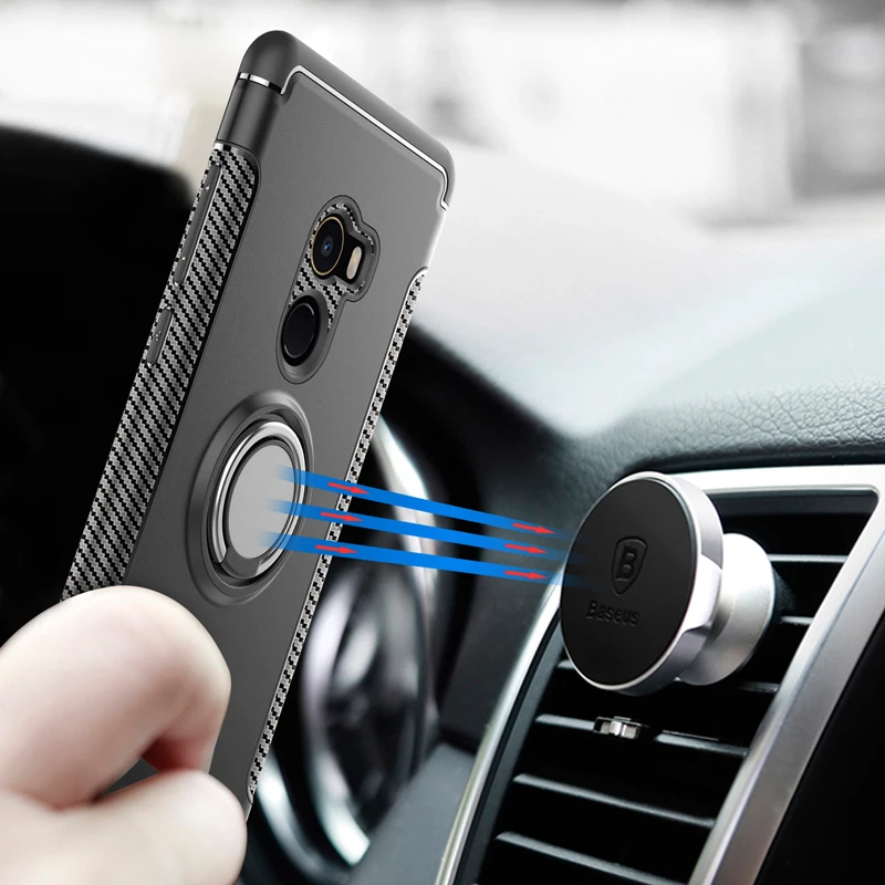 Stand Cover For Xiaomi Mi MIX 2 Shockproof Armor Case Xiomi Xaomi MIX2 Carbon Fiber Frame Bumper Cases MiMIX2 Phone Fundas | Мобильные
