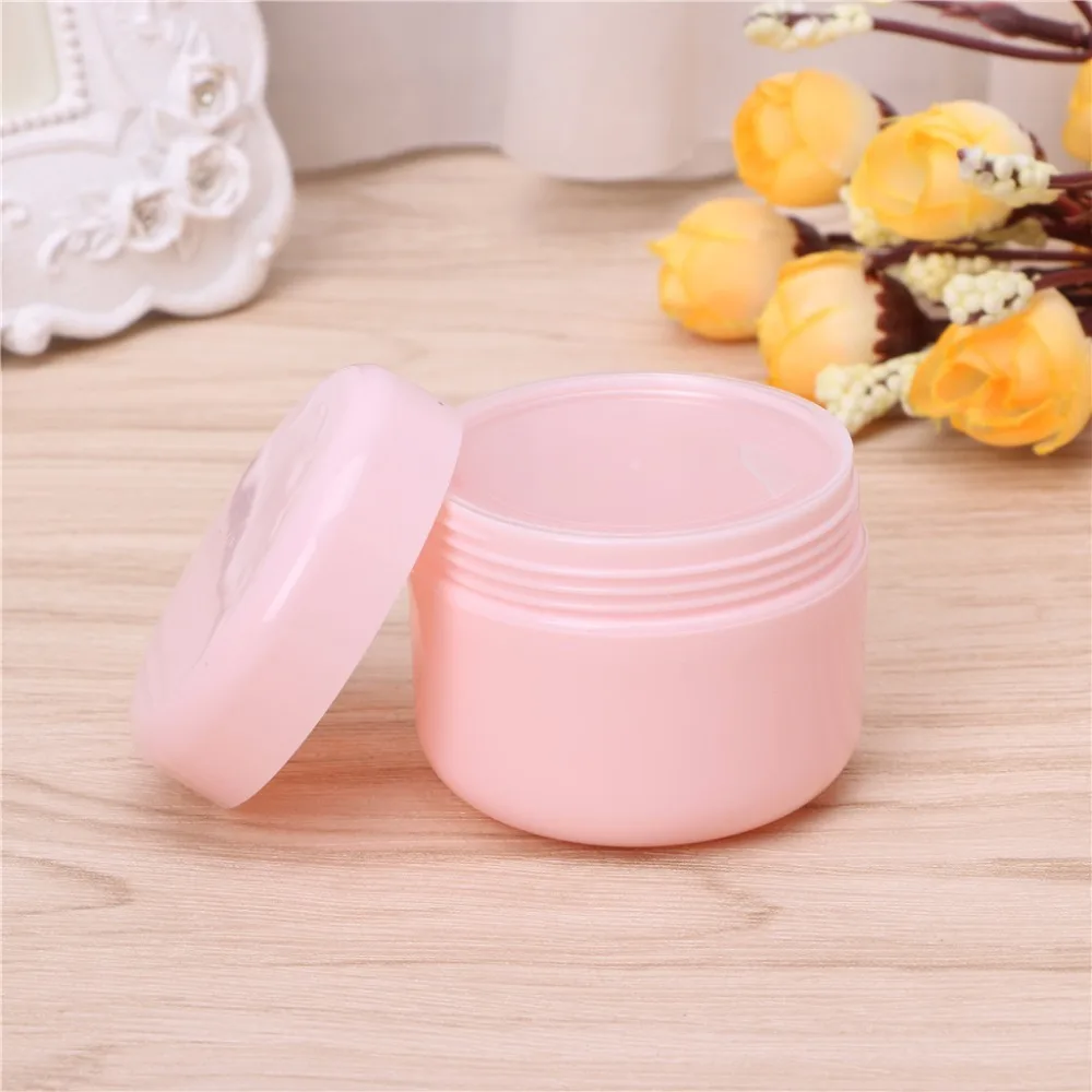 

5 Colors Plastic Cosmetic Travel Empty Jars Pots Makeup Cream l ip Balm Container 10g/20g/50g/100g Random Color