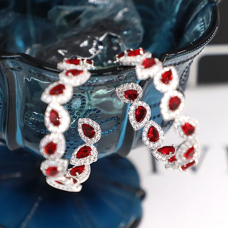 

Fashionable personality earrings with zirconium diamond drop ring 210317-47