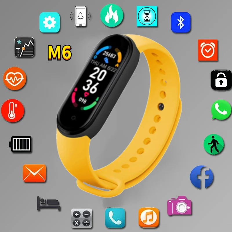 

Bluetooth Connect M6 Band 6 Men Womne Smartwatch Fitness Bracelet Sport Smartband Waterproof Heart Rate Blood Pressure Monitor